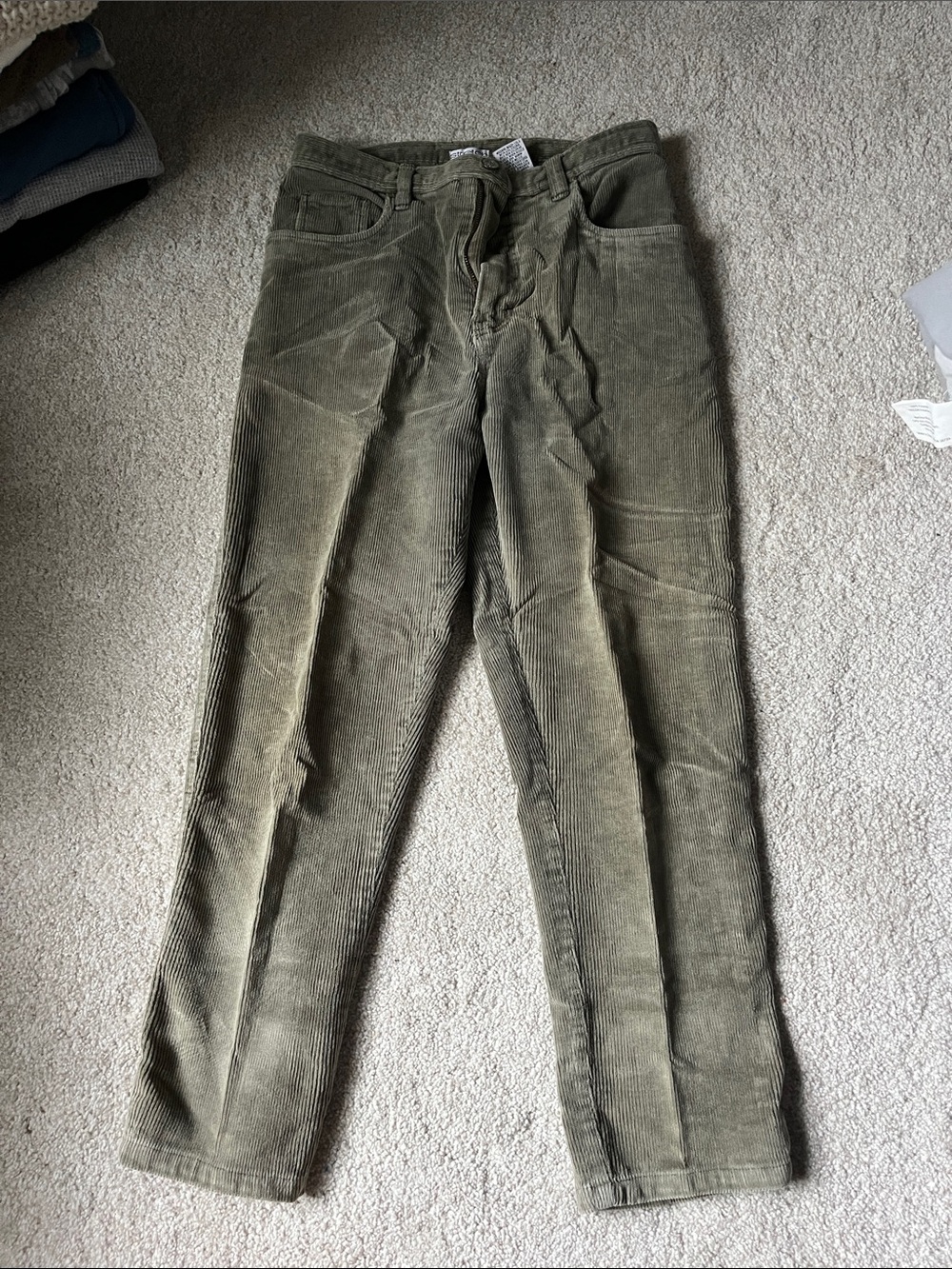bill blass Olive Green Straight-Leg Corduroy Jeans